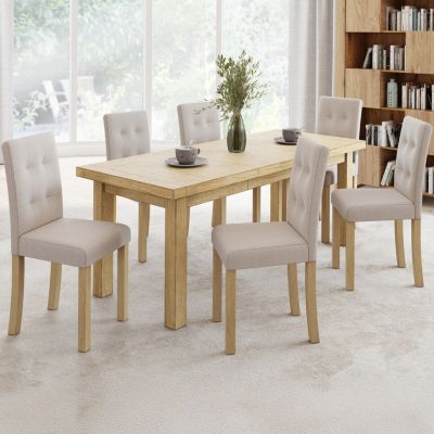 IDMARKET Chaises POLGA Capitonnées Beiges - vue 7