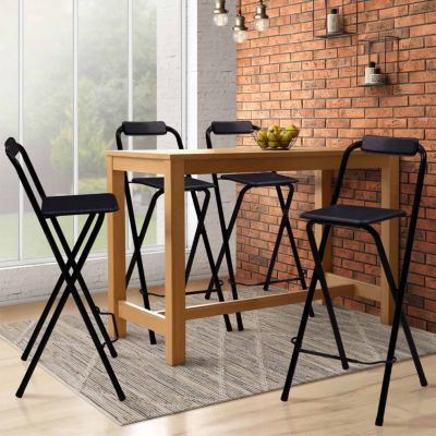Lot de 4 tabourets de bar pliants DELSON noirs - vue 9