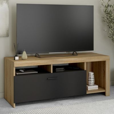 Meuble TV 110 cm MALO bois et placard - vue 2