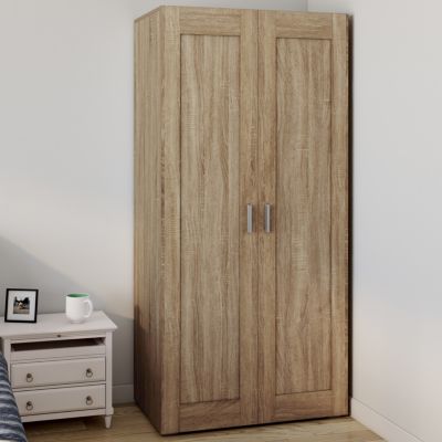 IDMarket Armoire 2 portes VITO hêtre penderie 80 cm avec étagères rangement maxi capacité