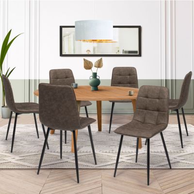 Lot de 6 chaises MILA en PU vintage pour salle à manger - vue 7
