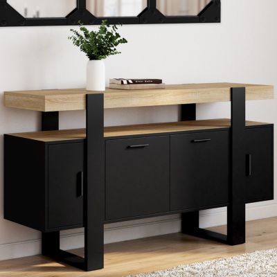 Buffet 140 cm PHOENIX 4 portes avec plateau bois - vue 2