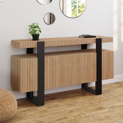 Buffet 140 cm OCTAVE 4 portes lattes tasseau bois