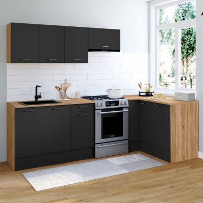 Cuisine complète d'angle 400 cm SUBTIL avec plan de travail 7 élements bois et