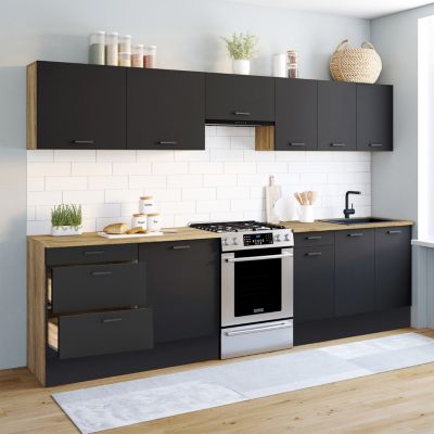 Cuisine complète casserolier 300 cm SUBTIL avec plan de travail 9 éléments bois et - vue 2
