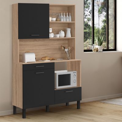 Buffet de cuisine 120 CM CINA 3 portes + 1 tiroir façon hêtre et - vue 2
