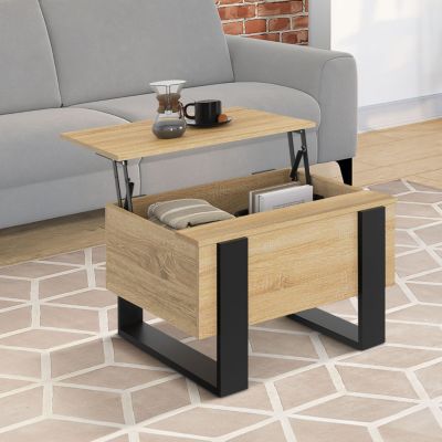 Table basse carrée plateau relevable 70 cm PHOENIX bois et - vue 2
