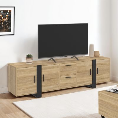 Meuble TV 180 cm PHOENIX avec rangements bois et - vue 2