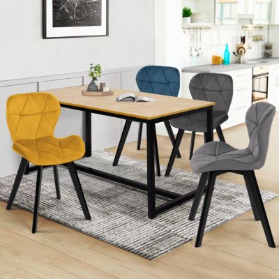 Lot de 4 chaises ROBINE en velours mix color et jaune