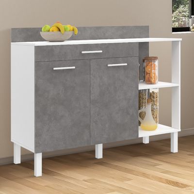 Buffet bas de cuisine 120 cm CINA plan de travail H.83 cm 2 portes + tiroir et effet béton