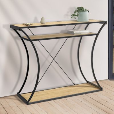 Console pieds courbés DETROIT avec double étagères design industriel