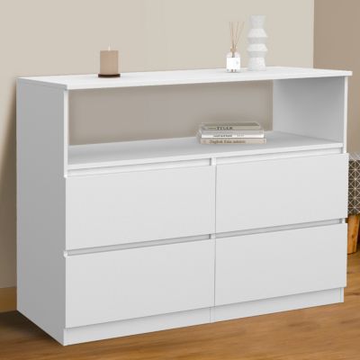 Commode 4 tiroirs TOMI 100 cm avec niche bois - vue 7