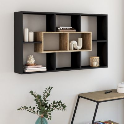 IDMarket Etagère Murale Colette avec 8 Compartiments et Effet Bois - vue 2