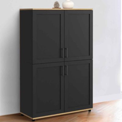 Buffet haut H. 125 cm VITO 4 portes et bois - vue 2
