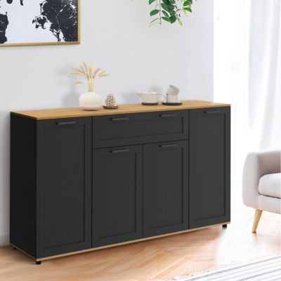 Buffet 140 cm VITO 4 portes et 1 tiroir et bois - vue 2