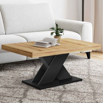 Table basse ALICIA plateau bois et pied X - vue 2