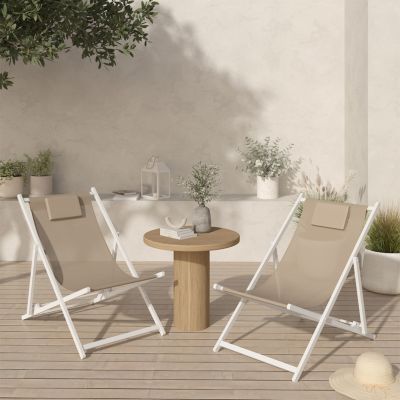 Lot de 2 chiliennes en métal LOTA toile textilène