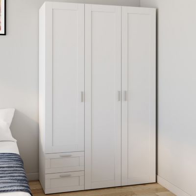 Armoire 3 portes VITO penderie 120 cm avec 2 tiroirs et étagères - vue 7