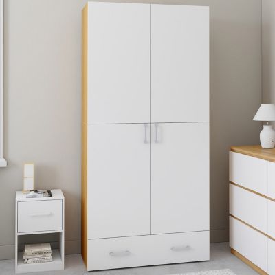 Armoire 2 portes JULIANA et bois étagères 80 cm avec 1 tiroir - vue 7