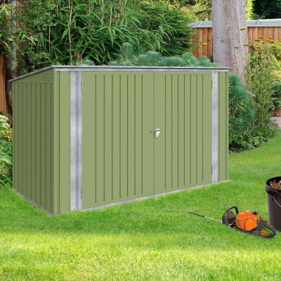 Abri de jardin en métal vert olive verrouillable multi-rangement pour stockage vélos, outils, poubelles