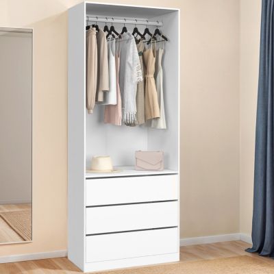 Dressing TAYLOR 80 x 55 x 200 cm 1 module avec penderie + 3 tiroirs