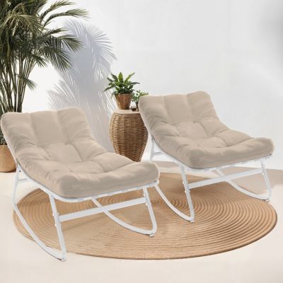 Lot de 2 fauteuils de jardin à bascule ARONA coussin - vue 1