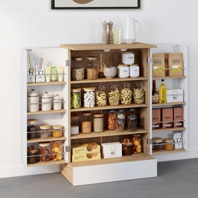Buffet bas de cuisine ALTO H.90 cm avec rangements et bois - vue 6