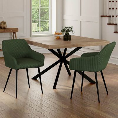 Lot de 2 chaises de salle à manger fauteuils de table JANY en velours côtelé - vue 2