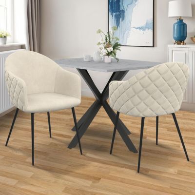 Lot de 2 chaises de salle à manger fauteuils de table MOLY en velours gaufré