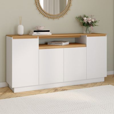 Buffet 160 cm SERENA 4 portes avec niche centrale et plateau effet bois - vue 7