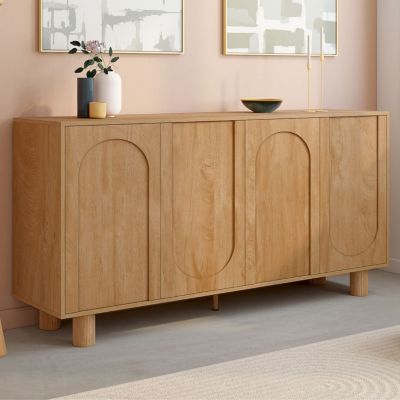 Buffet 160 cm ARCHIE 4 portes design arche effet bois