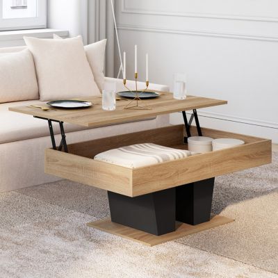 Table basse plateau relevable rectangulaire ELIAD bois et - vue 2