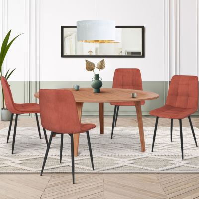 Lot de 4 chaises MILA en velours terracotta pour salle à manger