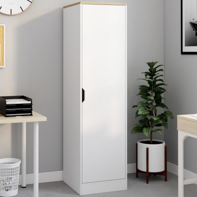 Armoire de rangement NOUK 1 porte avec étagères et bois - vue 7