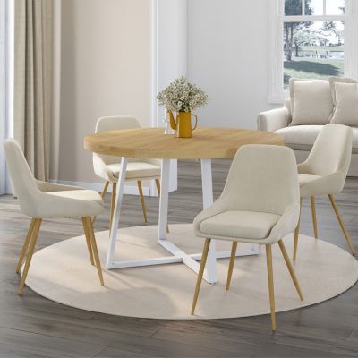 Lot de 4 chaises THALYA en velours et pieds effet bois avec accoudoirs - vue 7