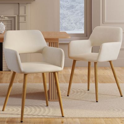 Lot de 2 chaises de salle à manger fauteuils de table HOLY en velours - vue 7