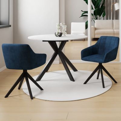 Lot de 2 chaises pivotantes de salle à manger fauteuils de table MADY en velours - vue 7