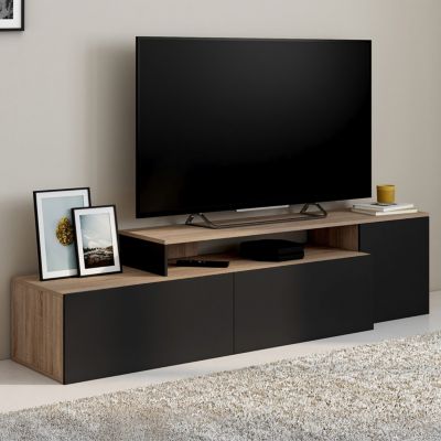 Meuble TV 140 180 cm modulable d'angle BASILE rotatif bois et - vue 2