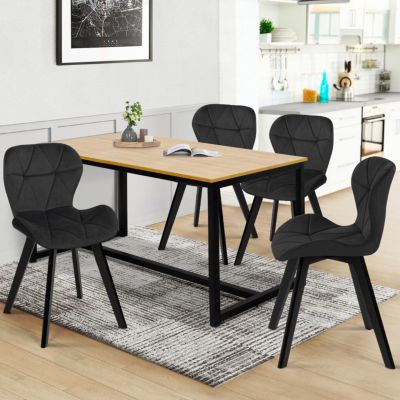 Lot de 4 chaises ROBINE en velours pieds noirs