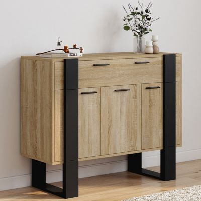 Buffet 100 cm PHOENIX 3 portes et 1 tiroir bois et - vue 7