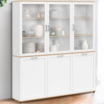 Buffet vaisselier 160 cm VITO meuble de cuisine 6 portes et bois - vue 7