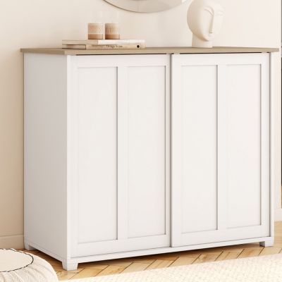 Buffet 100 cm JANGO 2 portes coulissantes et plateau bois - vue 7