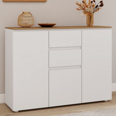 Buffet 100 cm TOBY 3 portes 2 tiroirs et plateau bois - vue 7