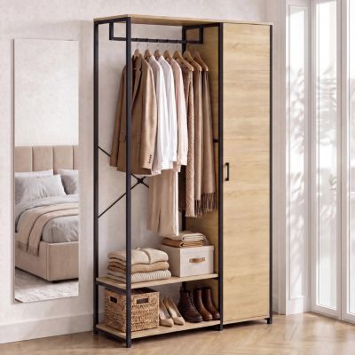 Dressing penderie étagères avec porte . 90 cm DETROIT design industriel