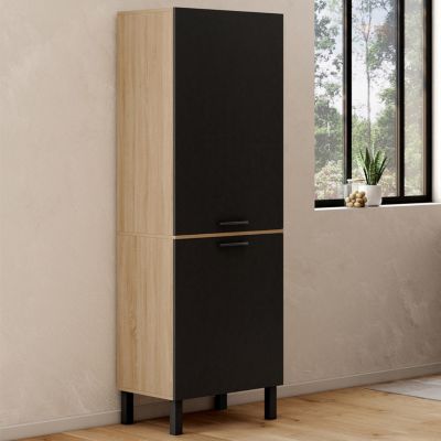 Colonne de cuisine 60 cm CINA 2 portes façon hêtre et