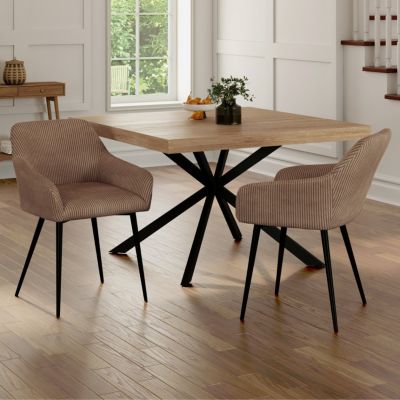 Lot de 2 chaises de salle à manger fauteuils de table JANY en velours côtelé - vue 7