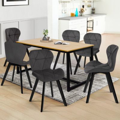 Lot de 6 chaises ROBINE en velours pieds noirs - vue 7