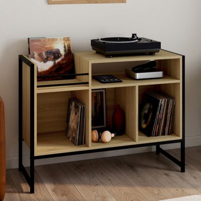 Meuble vinyle buffet de rangement 100cm DETROIT bois et design industriel