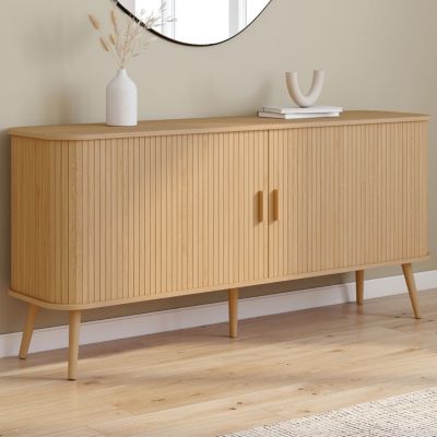 Buffet 160 cm ROMIE effet lattes 2 portes coulissantes - vue 7