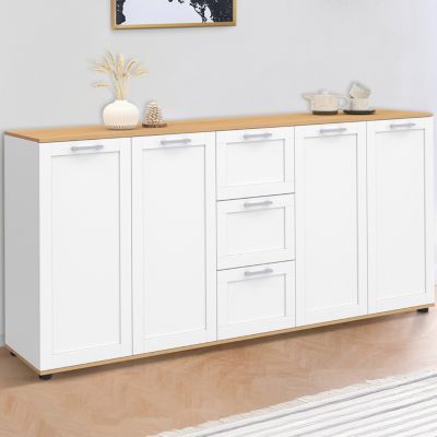 Buffet 180 cm VITO 4 portes avec 3 tiroirs bois et - vue 7